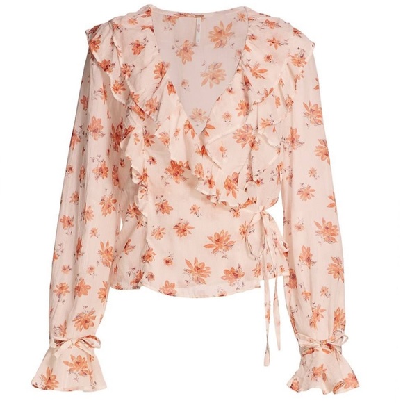 Free People Tops - ❣️SOLD❣️ Free People Amanda Ruffle 100% Cotton Wrap Longsleeve Blouse in Ivory